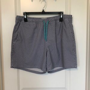 JCrew Flex Swimwear 6” Blue Print Sz L NWOT